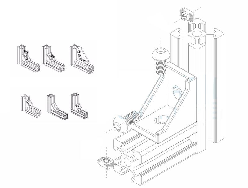 PZRT 2020 Series Aluminum Profile Connector Set, 20pcs Corner Bracket,40pcs T-Slot Nuts, 40pcs M5x8 mm Hex Socket Cap Screw Bolt for 6mm Slot Aluminum Profile Accessories - Image 4